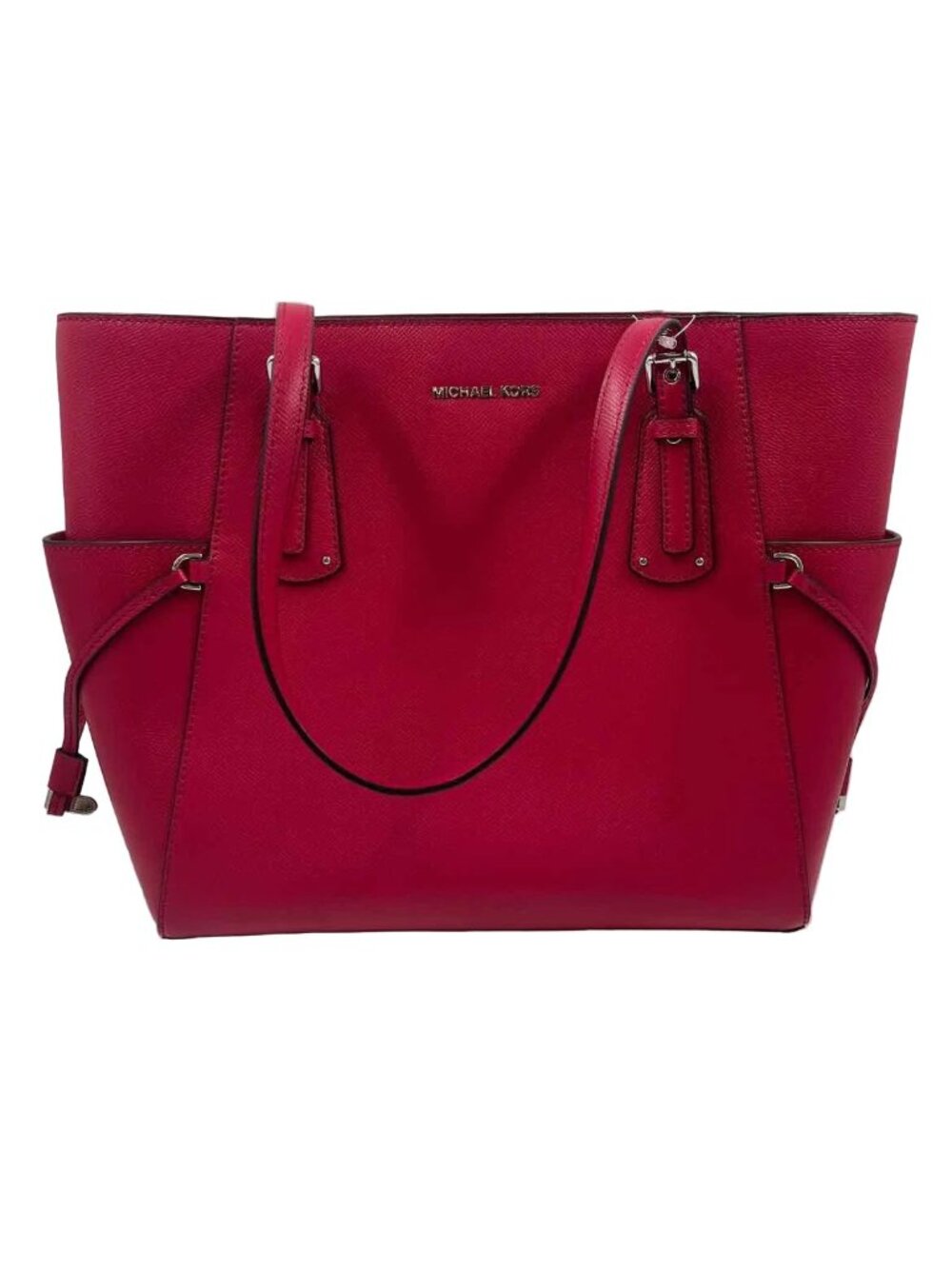 MICHAEL KORS Red Saffiano Leather VOYAGER EAST/WEST Handled Tote Bag Purse